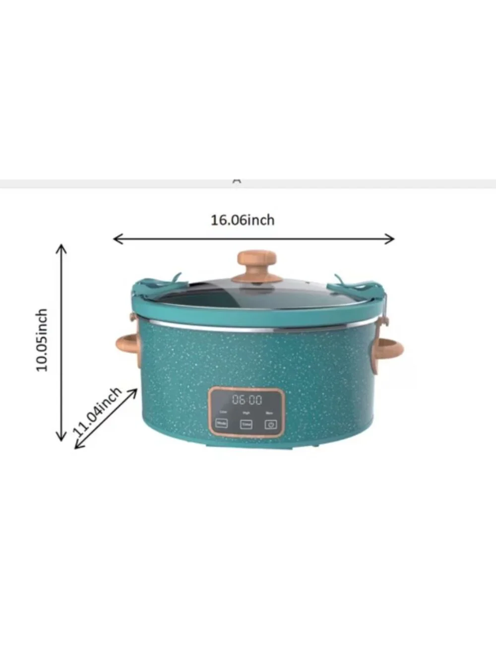 The Woman Pioneer Teal Locking Lid Clips 6-Quart Portable Speckle Slow Cooker
